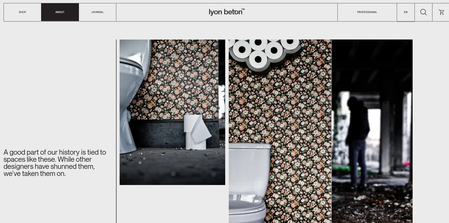 dantiv showing lyon beton's website as a Brutalist web Design