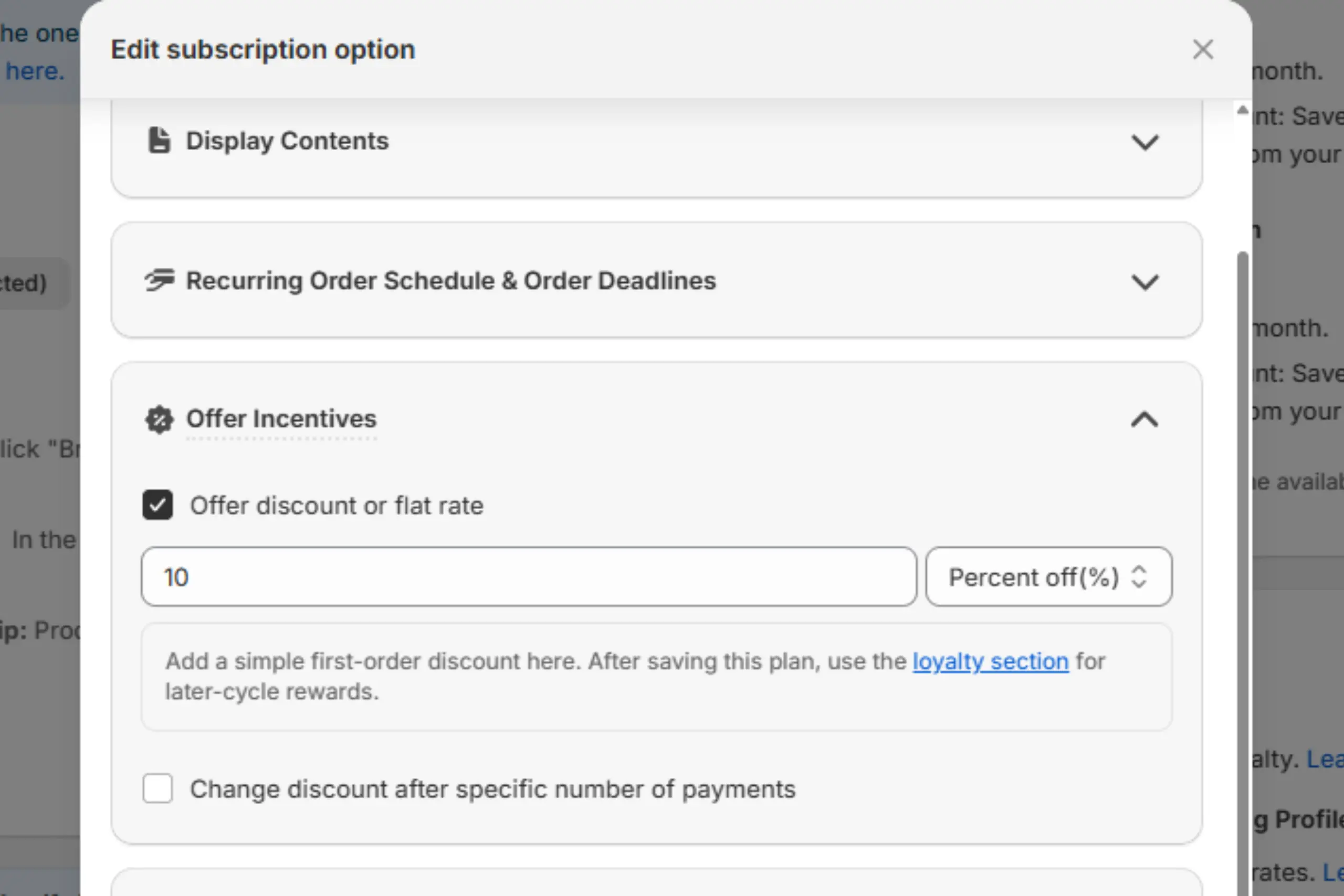 How to add a incentive discount for the first cycle or free trial offer