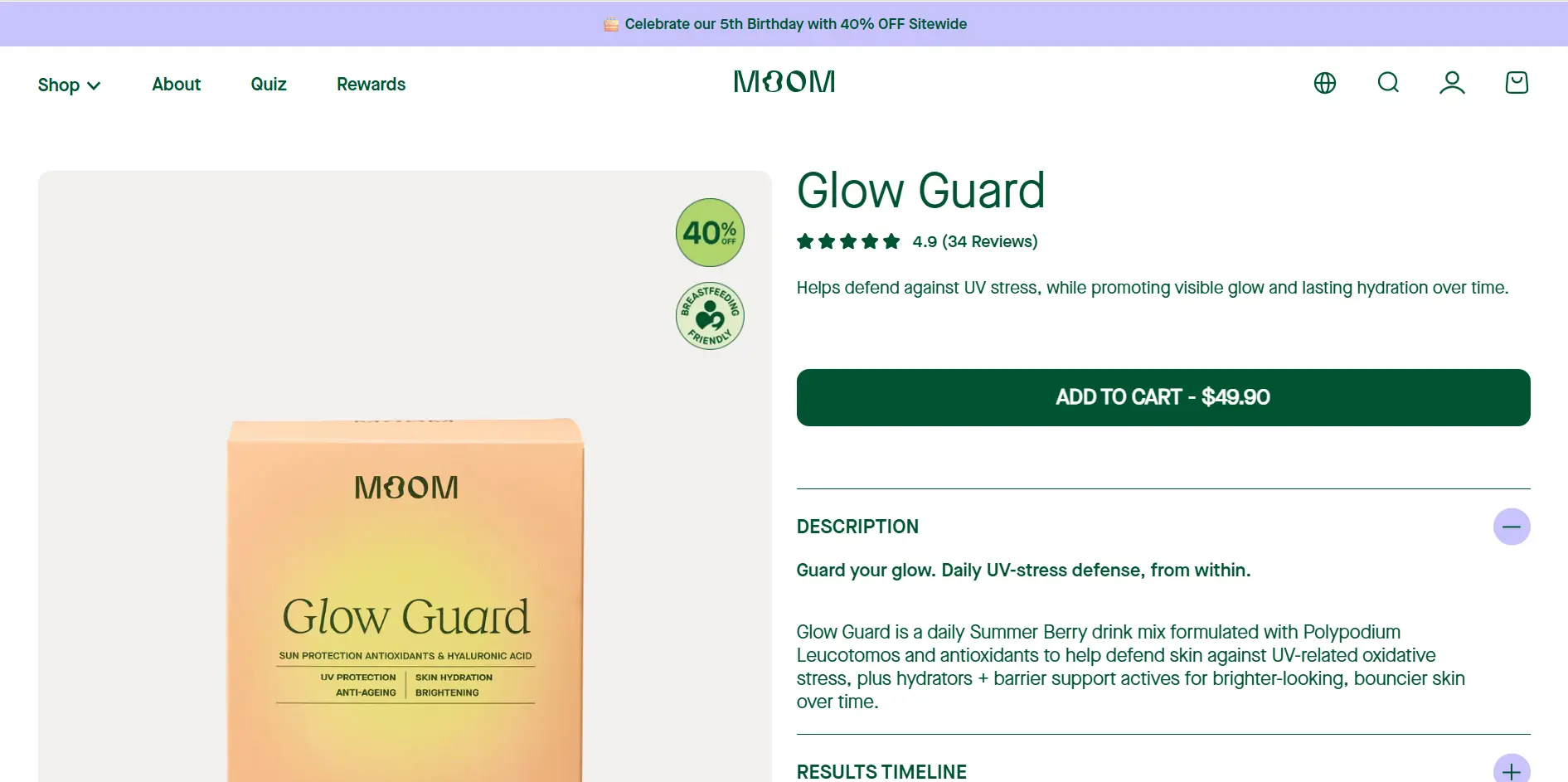 Moom health product page as a exmaple