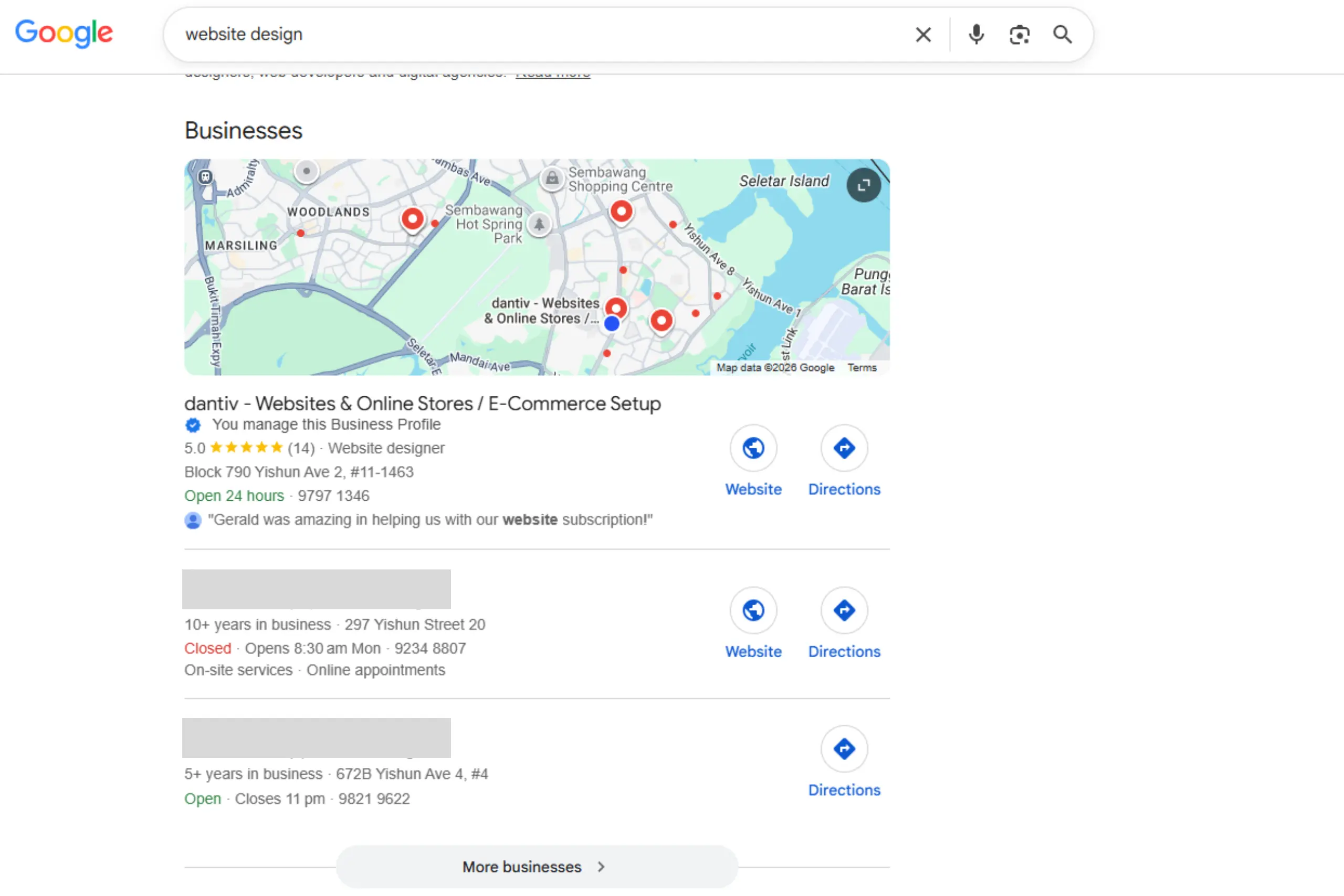Example of a Google local map pack by dantiv
