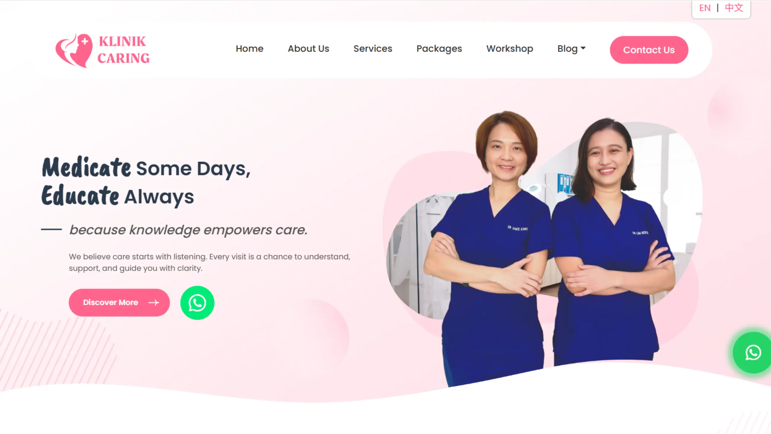 Dantiv showcasing Klinik Caring's website design